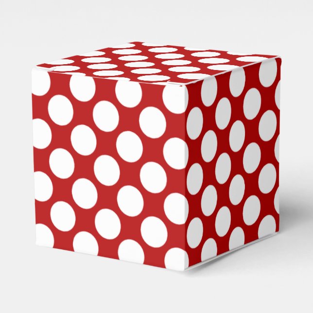 Large retro dots - white and red favor box (Front Side)