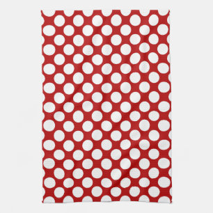 Large retro dots - white and red kitchen towel