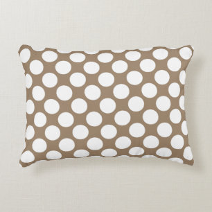 Large retro dots - white and taupe tan decorative pillow