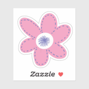 Large Retro Pink Periwinkle White Flower