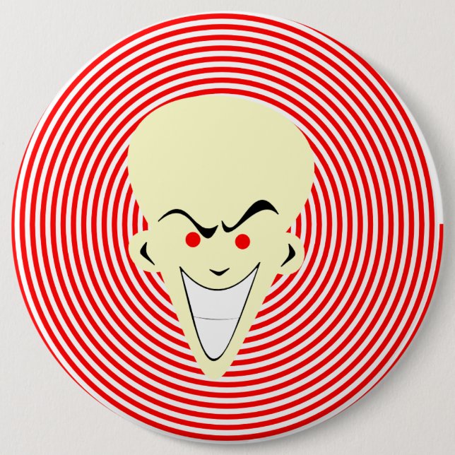 Large Retro Toon Optical Illusion Hypnotizer Guy 6 Inch Round Button (Front)