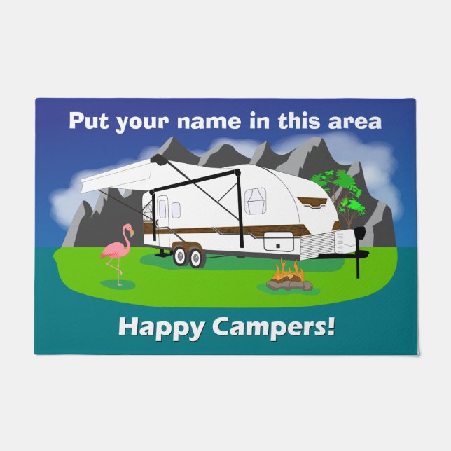 Large retro trailer doormat, woody, dual axle doormat (Front)