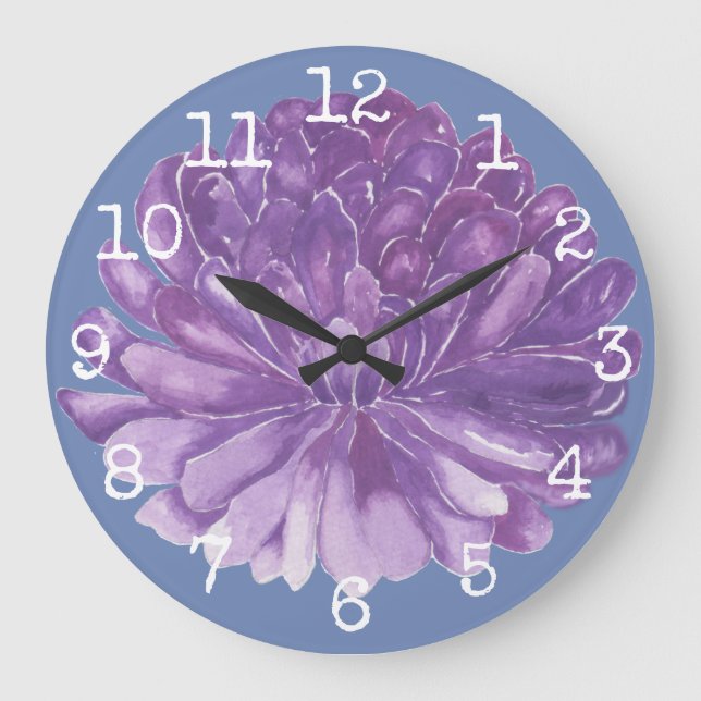 Large Round Clock "Lavender Flower" (Front)