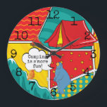 Large Round Clock "Pop Art Camp"<br><div class="desc">Large Round Clock "Pop Art Camp" This design can also be placed on other sized clocks. Personalize by deleting numbers and adding your favourite font style, colour, size, and text. All design elements can be edited and transferred to other Zazzle products. Style: Round (Large) It's time to show off your...</div>