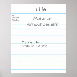 Large Ruled Note Paper Customized Visual Aid Memo Poster