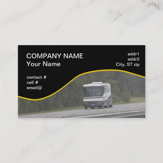 large RV travelling on interstate Business Card (Front)