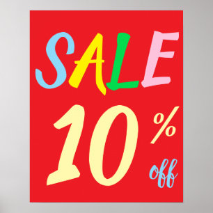 Large Sale Sign, 10% Off Sale Poster