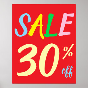 Large Sale Sign, 30% Off Sale Poster