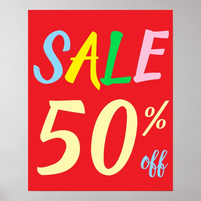 Large Sale Sign, 50% Off Sale Poster (Front)