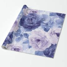 Large Scale Blue Shades Abstract Floral Botanical 