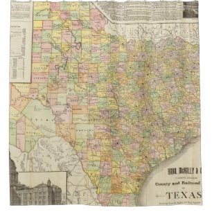 Large Scale County and Railroad Map Of Texas