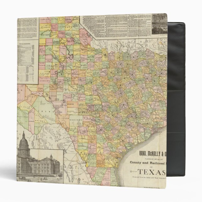 Large Scale County and Railroad Map Of Texas Binder (Front/Inside)