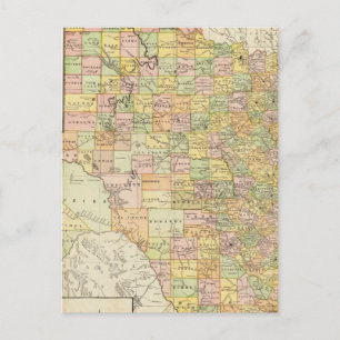 Large Scale County and Railroad Map Of Texas Postcard