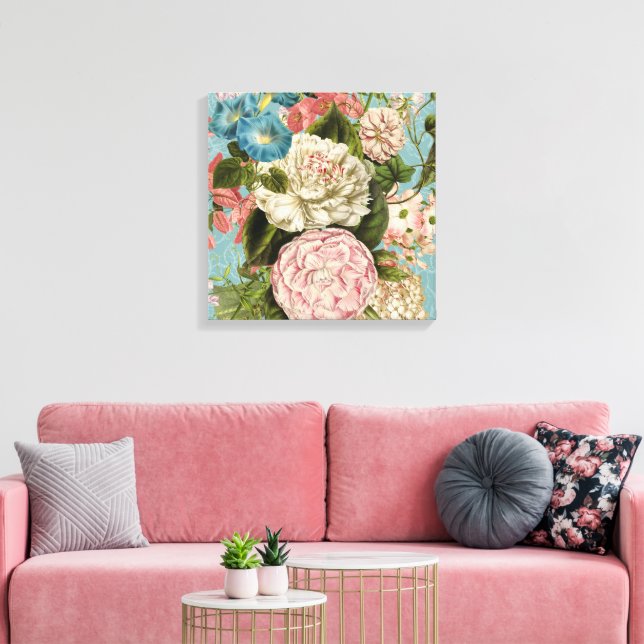Large scale floral arrangement square canvas print (Insitu(LivingRoom))