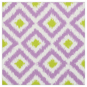 Large Scale Purple Green Ikat Diamonds Pattern Fabric