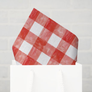 Large Scale Red Watercolor Gingham Tissue Paper