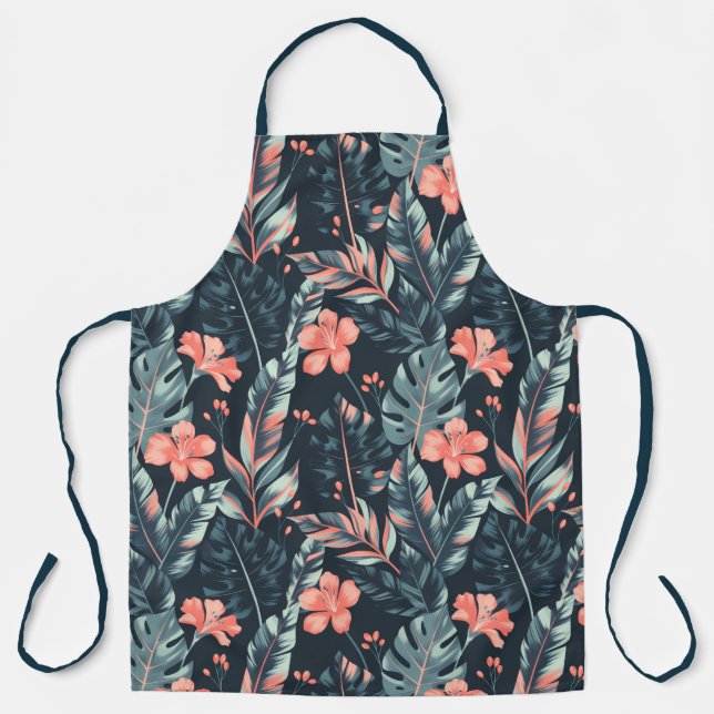 Large-scale tropical florals and leaves apron (Front)