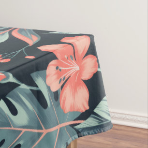 Large-scale tropical florals and leaves tablecloth