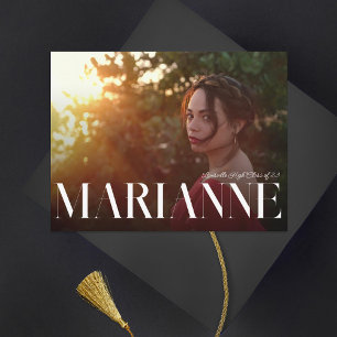 Large Serif Name Photo Graduation Invitation Postcard