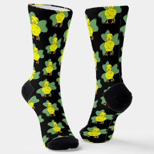 Large Shamrock Chick Pattern Socks
