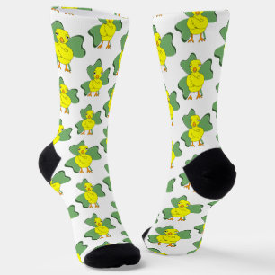Large Shamrock Chick Pattern Socks