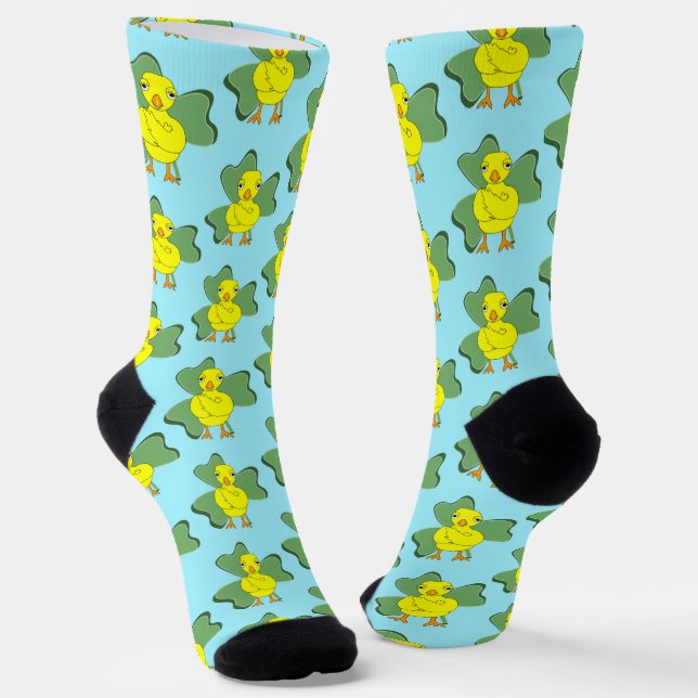 Large Shamrock Chick Pattern Socks (Angled)