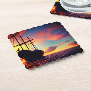 Large Ship Paper Coaster