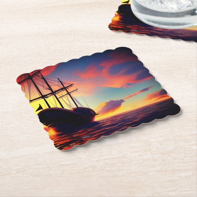 Large Ship Paper Coaster (Angled)