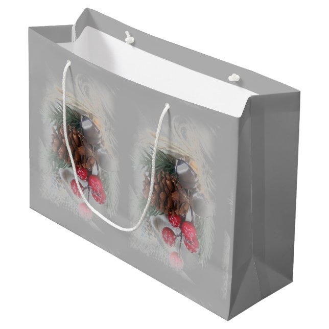 Large Silver Bells Gift Bag (Front Angled)