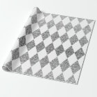 Large Silver Glitter Harlequin Wrapping Paper
