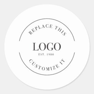Large Simple Business Logo Customizable Classic Round Sticker
