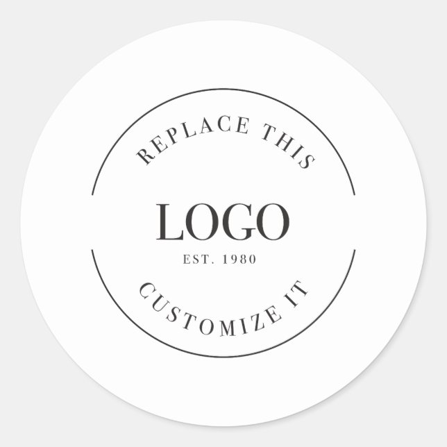 Large Simple Business Logo Customizable  Classic Round Sticker (Front)
