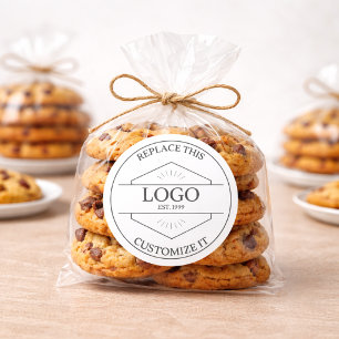 Large Simple Business Logo Customizable Classic Round Sticker