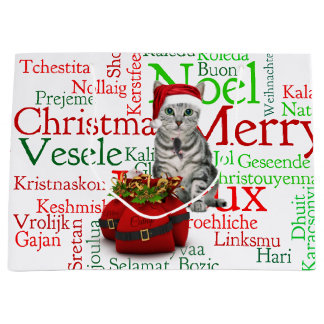 Large Size - Cat and Mouse Christmas Gift Bag