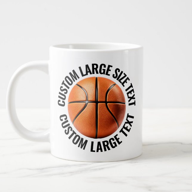Large Size Personalized Text Basketball Custom Coffee Mug (Left)