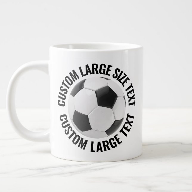 Large Size Personalized Text Giant Soccer Mug 20oz (Left)