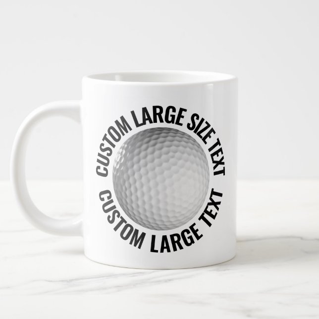 Large Size Personalized Text Golf Ball Custom Coffee Mug (Left)