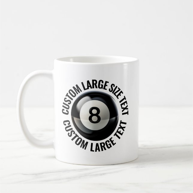 Large Size Text 11oz Personalized 8 Ball Mug (Left)