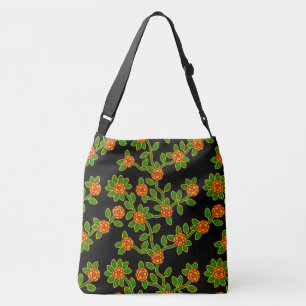 Large-Sized Tote Bag Floral #1 Black