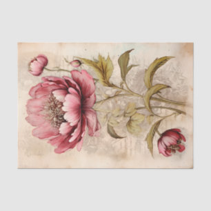 Large Slightly Abstract Vintage Style Pink Peony Tissue Paper