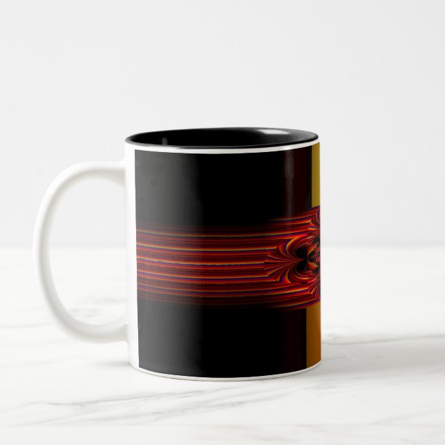 Large Small Stripes With Bow Two-Tone Coffee Mug (Left)