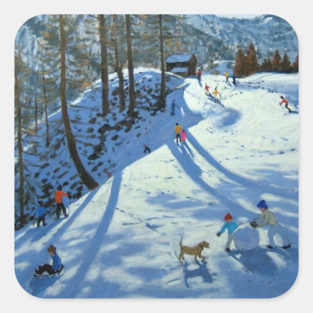 Large Snowball Zermatt Square Sticker (Front)