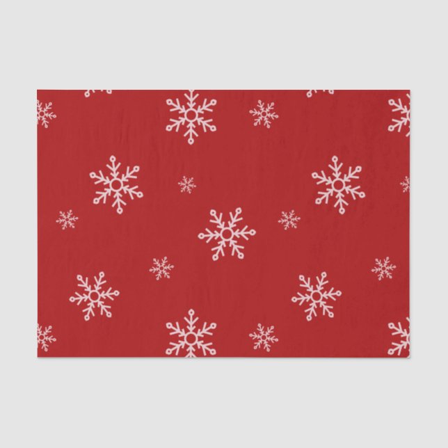 Large Snowflakes on Christmas Red Tissue Paper (Front)