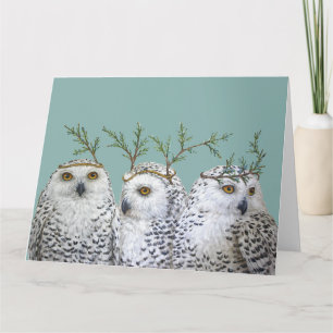 Large snowy owls greeting card