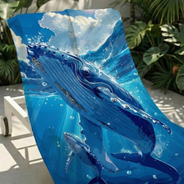 Large & Soft Colourful Humpback Whale Beach Towel (Creator Uploaded)