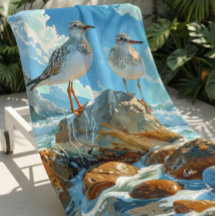 Large & Soft Colourful Shorebirds Beach Towel