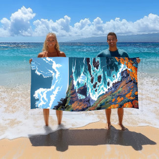 Large & Soft Colourful Sonoma Coast Beach Towel