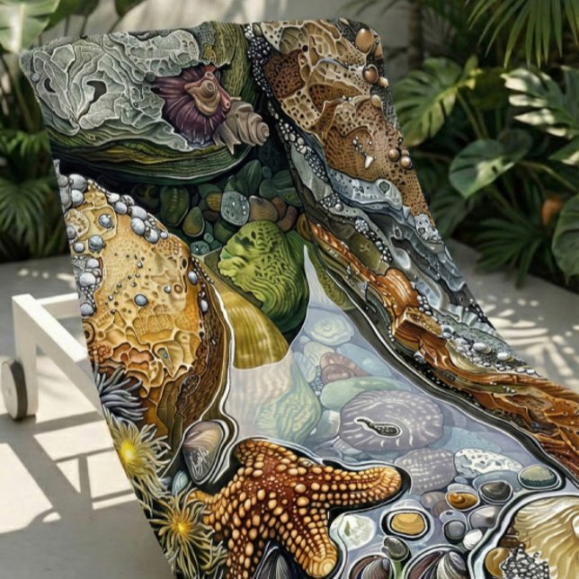 Large & Soft Colourful Tidal Treasures Beach Towel (Creator Uploaded)