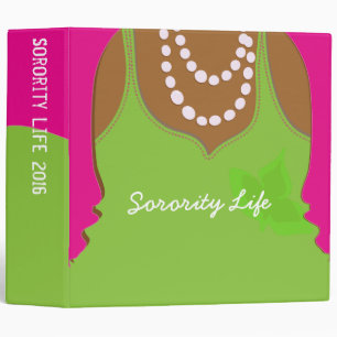 Large Sorority Pink and Green Binder