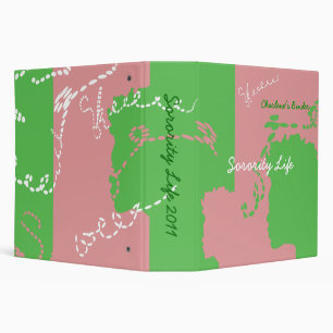 Large Sorority Pink and Green Binder 2"